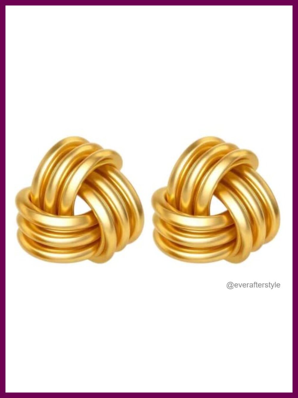 14K Gold Plated Chunky Infinity Knot Stud Earrings Hypoallergenic